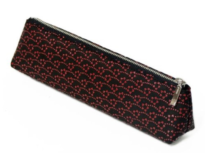 INDENYA Pen Case 4604, Small Flowers Red on Black