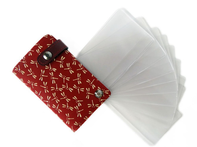 INDENYA Credit Card Holder 2521 Dragonflies White on Red