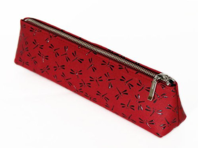 INDENYA Pen Case 4604, Dragonflies Black on Red