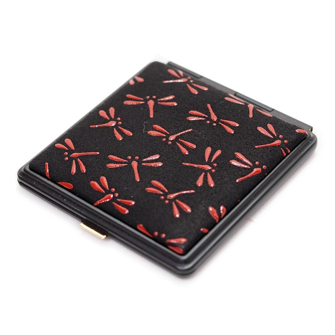INDENYA Pocket Mirror 5015, Dragonflies Red on Black