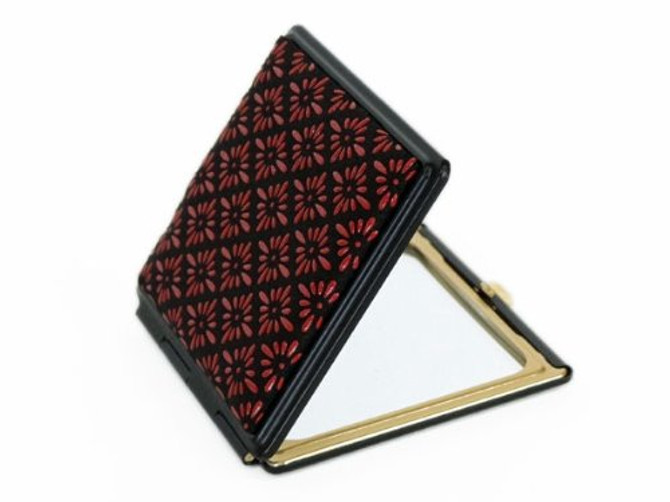 INDENYA Pocket Mirror 5015, Chrysanthemum Grid Red on Black