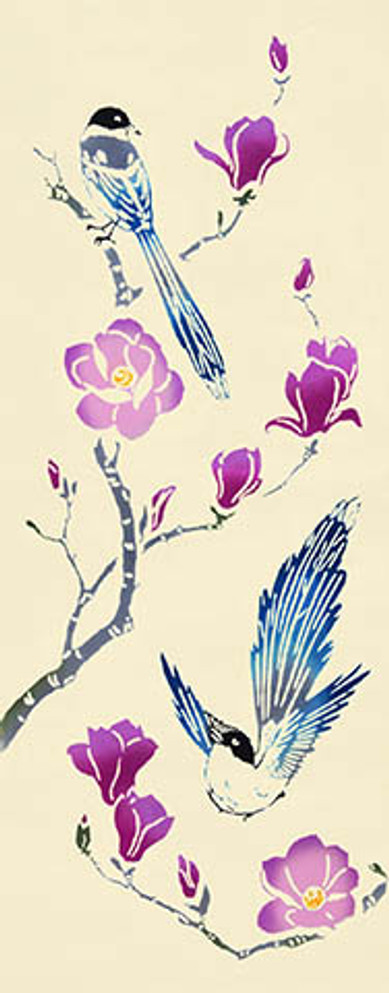 Rienzome Tenugui Cloth with Birds on a Lotus (286)