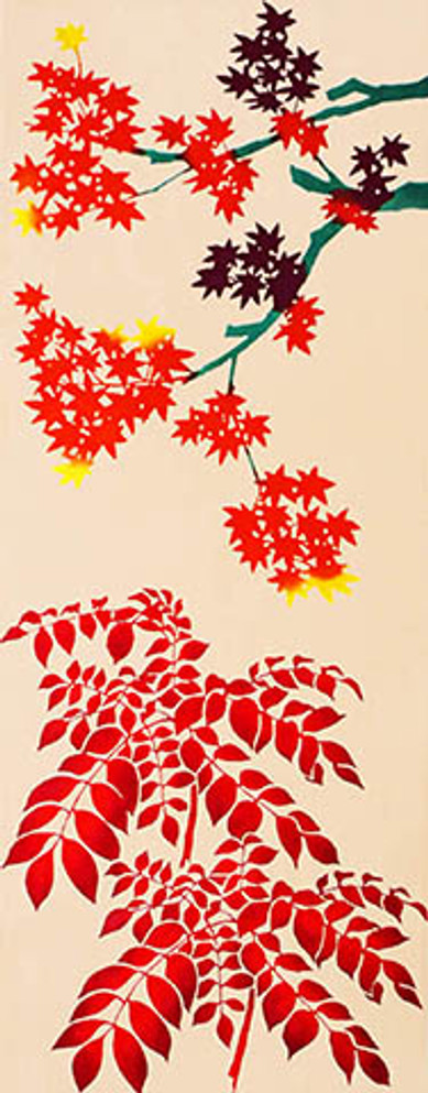 Rienzome Tenugui Cloth with Red Autumn Leaves (278)