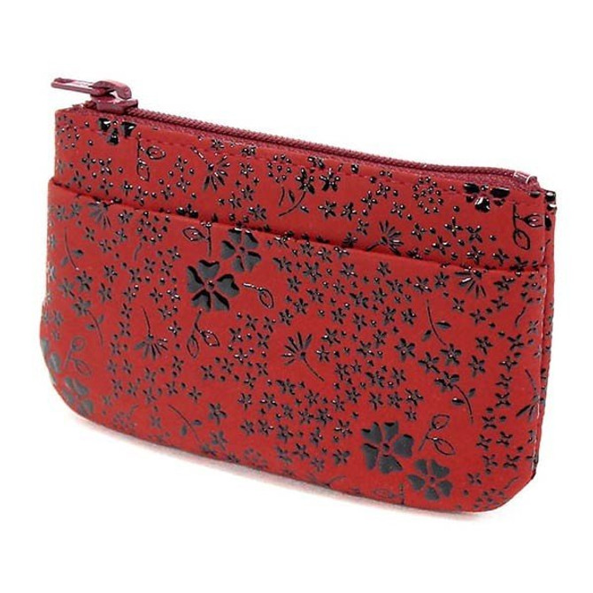INDENYA Change Purse 1002 with American Blue Pattern, Black on Red