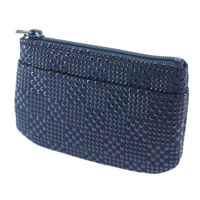 INDENYA Change Purse 1002 with Checkered Pattern, Black on Blue