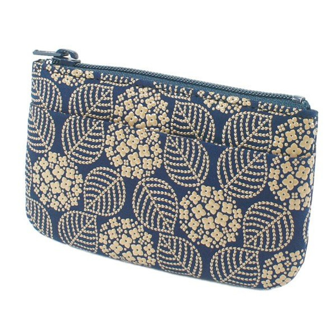 INDENYA Change Purse 1002 with Hortensia Pattern, White on Blue