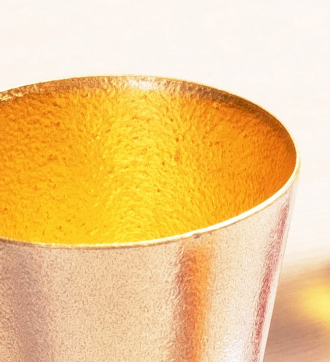 100% Tin Champagne Glass with Gold Leaf