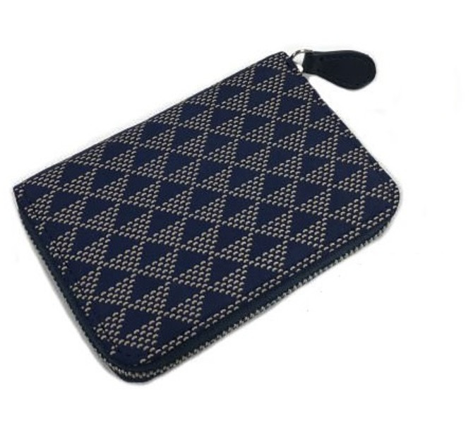 INDENYA Compact Purse for Coins & Cards 1012, Triangles White on Blue