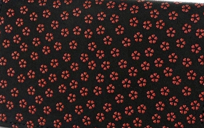 INDENYA Compact Purse for Coins & Cards 1012, Sakura Red on Black