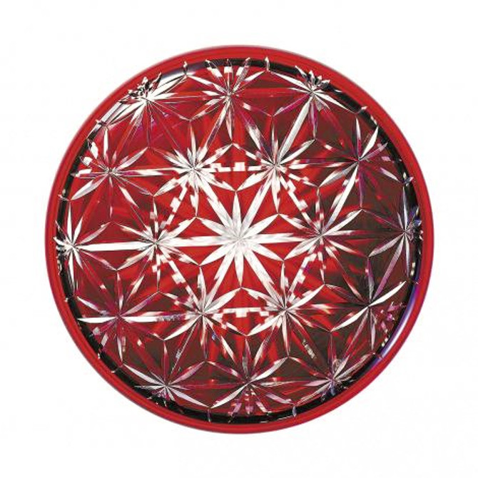 Glass Petri dish with Hemp Leaf Pattern, "EDOKIRIKO"