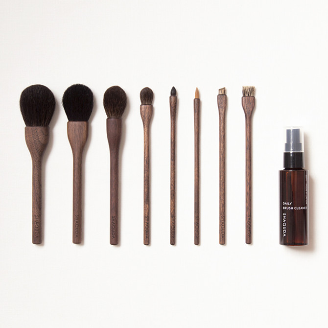 MIZUHO Brush 'UBU' Walnut Wood Essential Brushes Gift Set, incl. cleaner