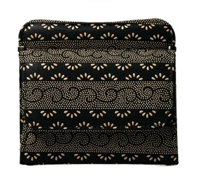 INDENYA Compact Purse 1208 with Arabesque Pattern, White on Black