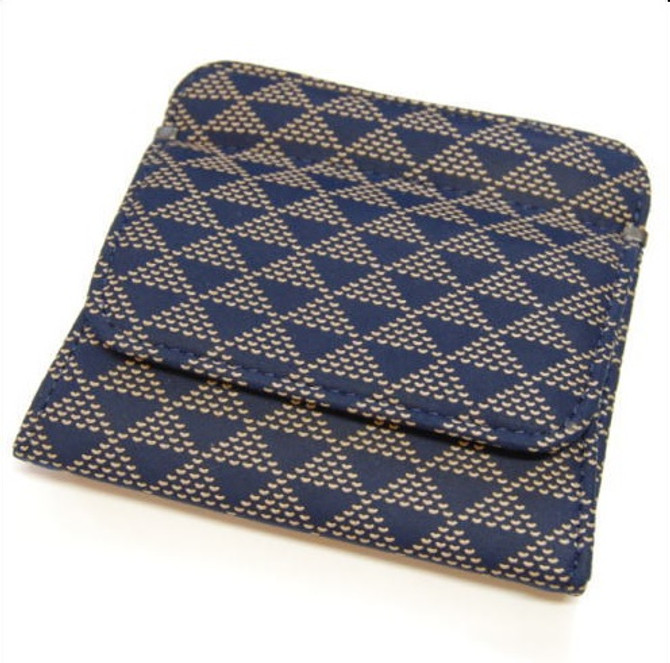 INDENYA Compact Purse 1208 with Triangles Pattern, White on Blue