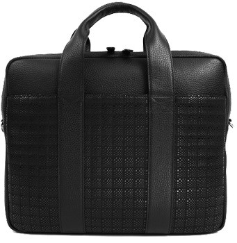 INDENYA Business Shoulder Bag 6609 with Herringbone Pattern, Black on Black