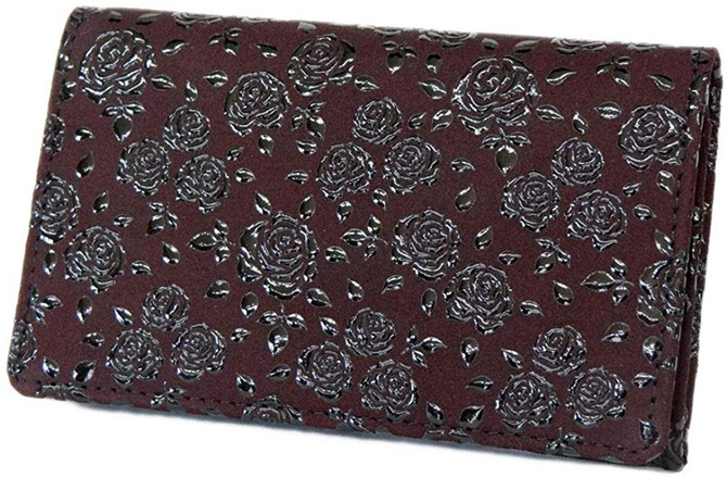 INDENYA Business Card Holder 2501, Roses Black on Purple