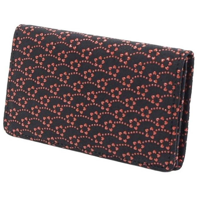 INDENYA Business Card Holder 2501, Small Flowers Red on Black