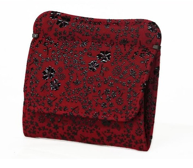 INDENYA Compact Purse 1208 with American Blue Pattern, Black on Red