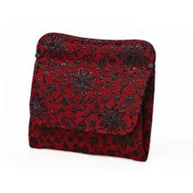 INDENYA Compact Purse 1208 with Clematis Pattern, Black on Red