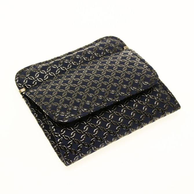 INDENYA Compact Purse 1208 with Ropes Pattern, Black on Blue