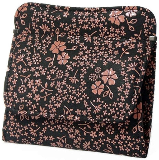 INDENYA Compact Purse 1208 with American Blue Pattern, Pink on Black