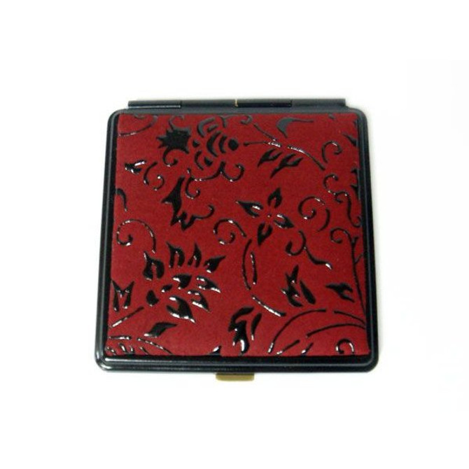 INDENYA Pocket Mirror 5015, Flower Arabesque Black on Red