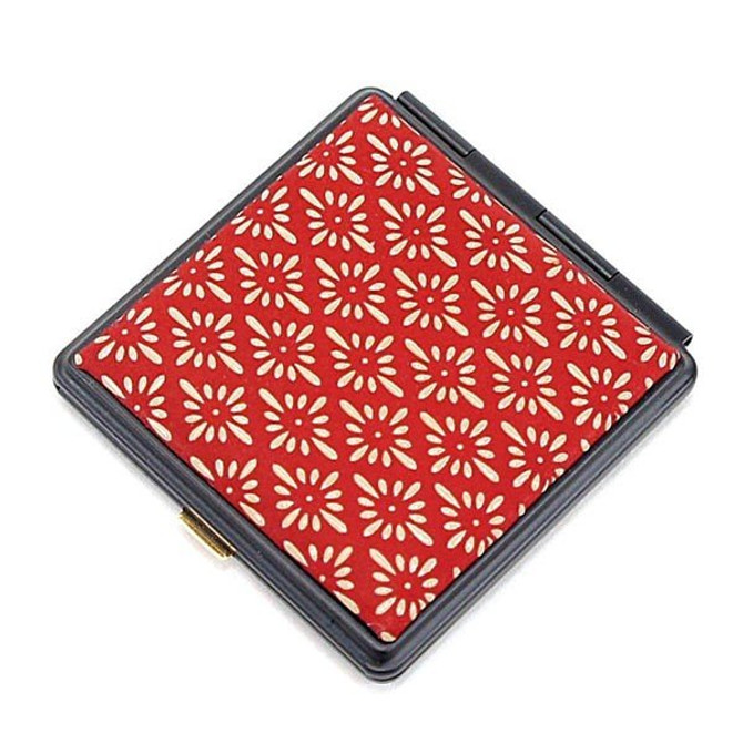 INDENYA Pocket Mirror 5015, Chrysanthemum Grid White on Red