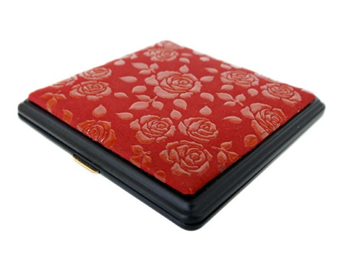 INDENYA Pocket Mirror 5015, Small Roses Red on Red