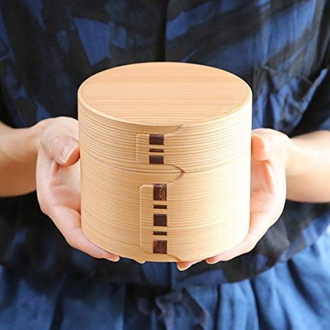 Round Bentwood Lunchbox with 2 Compartments