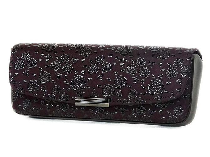 INDENYA Hard Shell Glasses Case 4210, Small Roses Black on Purple