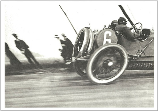 BENRIDO COLLOTYPE Postcard, "Racing Car Drage"