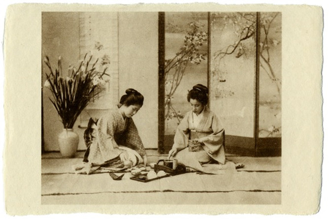 BENRIDO COLLOTYPE Postcard, "Tea Time"