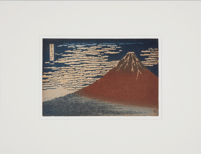 BENRIDO COLLOTYPE Framed Print "Hokusai Red Fuji"