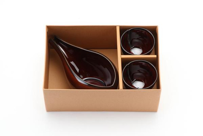 Brown Lacquer Collection "HASU" Sake Gift SET