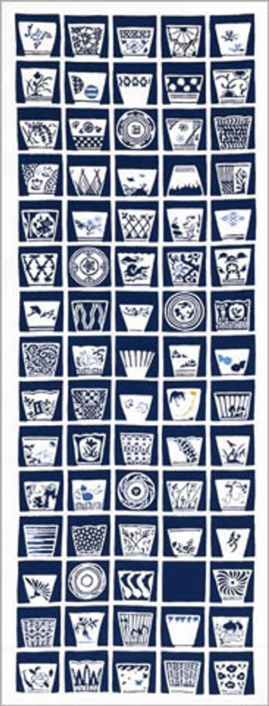 Rienzome Tenugui Cloth with Traditional Soba Cups (1053)