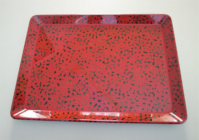 ISHIOKA Tsugaru lacquer Long Tray, Kara-nuri red