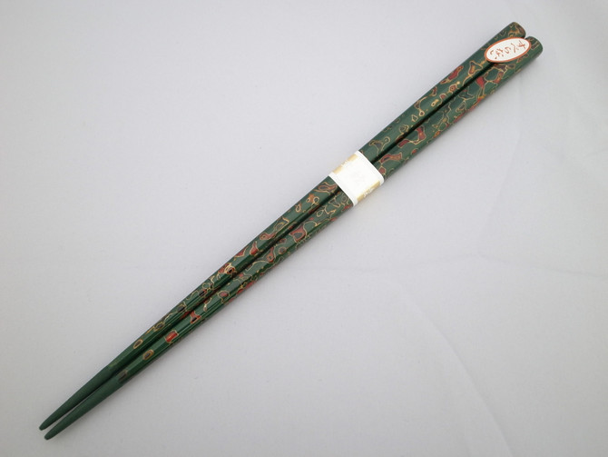 ISHIOKA Tsugaru Lacquer anti-slip Chopsticks - Kara-nuri green