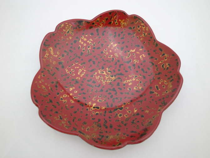 ISHIOKA Tsugaru Lacquer Sakura Plate - Kara-nuri red