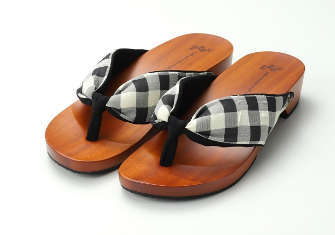 Mizutori Geta MONOGATARI gingham check Black White (NT-31)