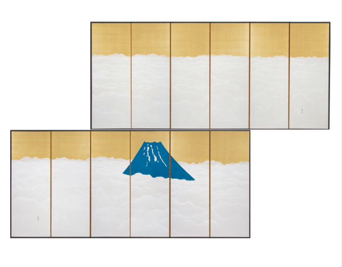 BENRIDO Decorative Folding Screen, "Fuji in the Clouds"