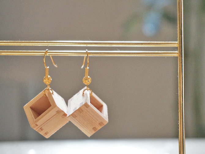 Masuya Hinoki Cypress "Masu cup" Earrings