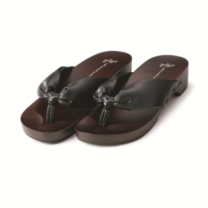 Mizutori Geta MONOGATARI Luxury "Chiffon Calf Black" style (MAI-04)