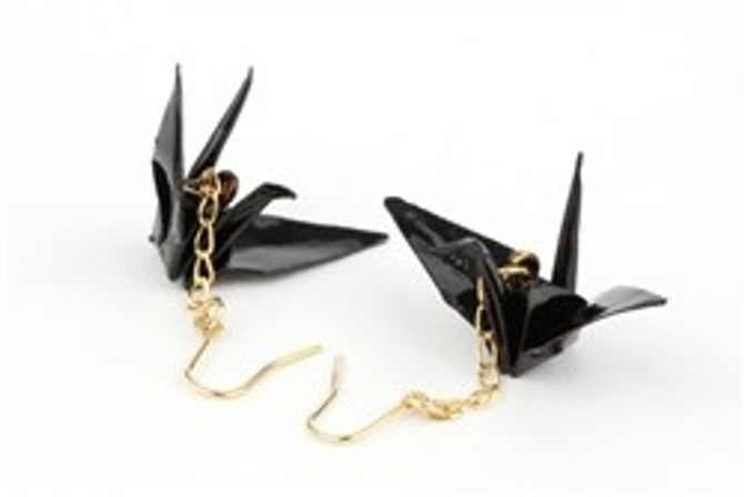 Origami Paper Cranes Ear Pierce - Black