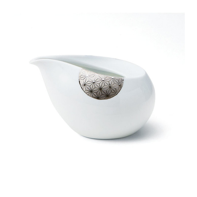 MARUKATSU Porcelain "SHUKUEN" easy-to-pour Sake Pitcher with Silver decorations