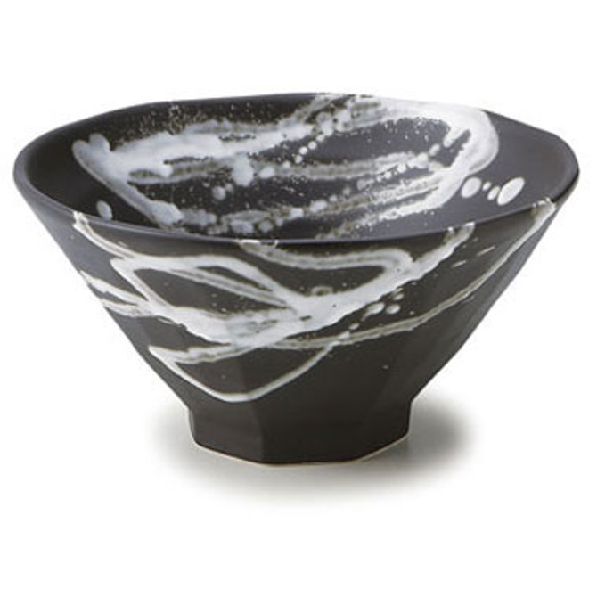 MARUKATSU Porcelain "TENGU Black" Deep Rice Bowl