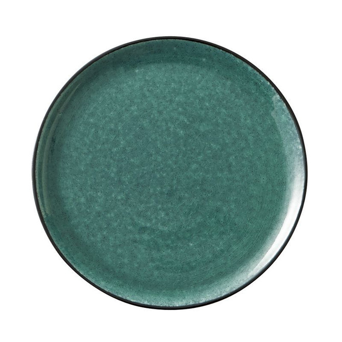 MARUKATSU Porcelain "WAN-GURI" Large Round Plate, Turquoise