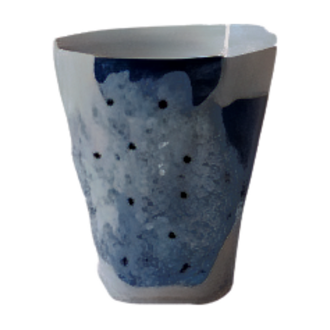 Porcelain Blue-Dyed Sake Cup SOME-IRO with Floral Patterns