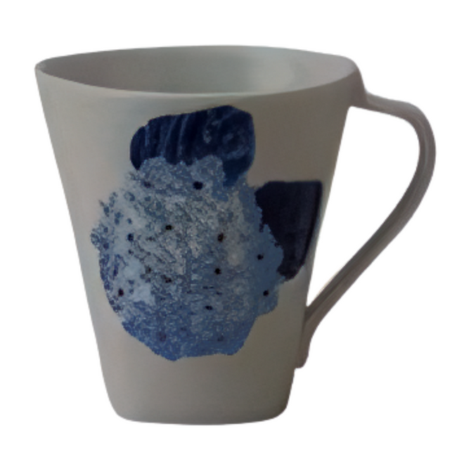 Porcelain Blue-Dyed Mug SOME-IRO with Floral Patterns