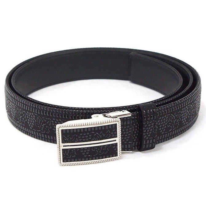 INDENYA Deer Leather Belt 4002 with Grape pattern, Black on Black (120cm)