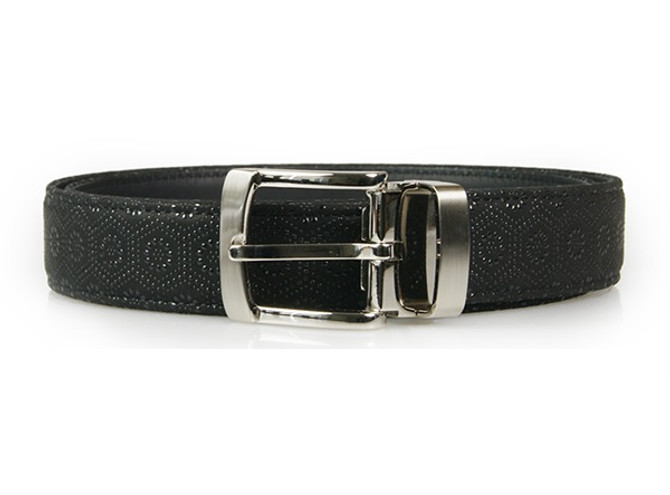 INDENYA Deer Leather Belt 4002 with Tortoise pattern, Black on Black (120cm)