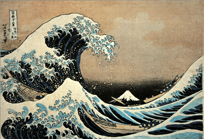 BENRIDO COLLOTYPE Print "The Great Wave" by Hokusai